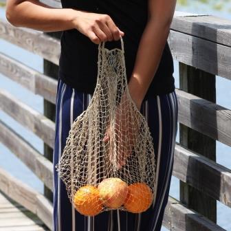 Lao Market Eco-Friendly Mesh Net Produce Bag, handmade of JungleVine Fiber, zero-waste reusable shopping bag.